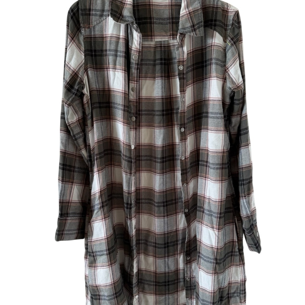 Maurice’s size S Plaid Duster Cardigan Button Up Long Sleeve Longline Sweater‎